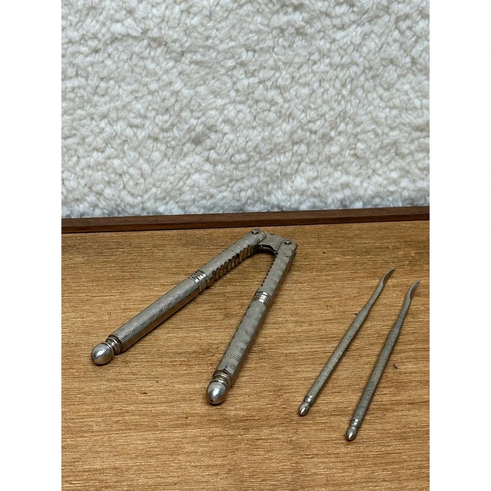 H.M.Q. Nutcracker Set Silver Textured Metal 3 Piece Vintage Kitchen Tools
